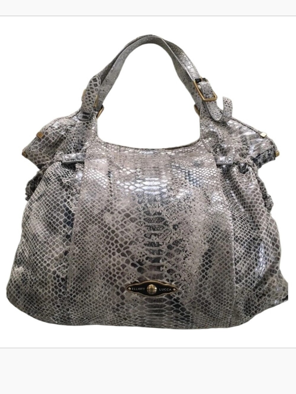 Elliott Lucca Sintra Leather Tote In A Exotic Snake-Print Hobo Shoulder Bag